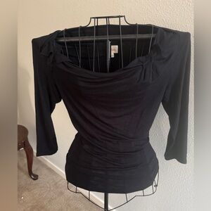 Deletta Black Ruched Fitted Blouse